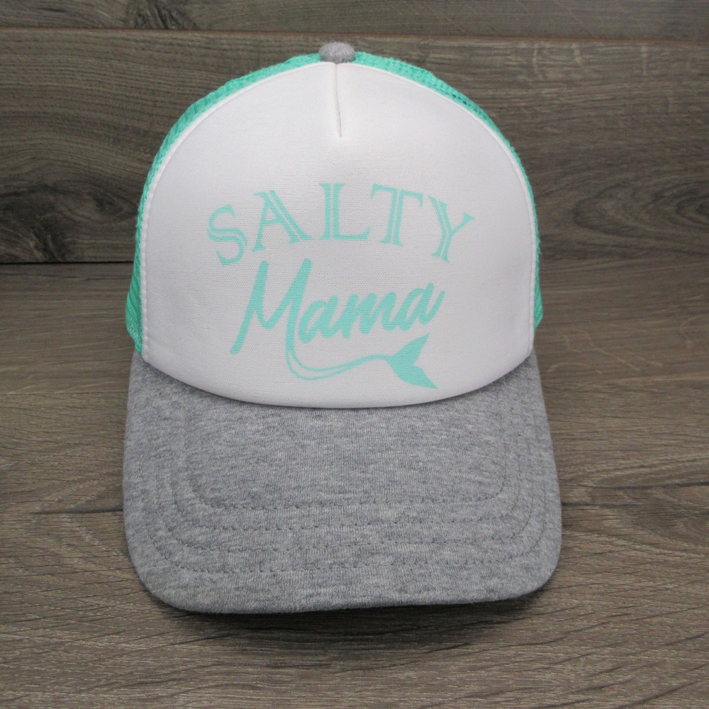 Salt Life Hat Salty Mama Cap Womens Snap Back White Green Beach Trucker